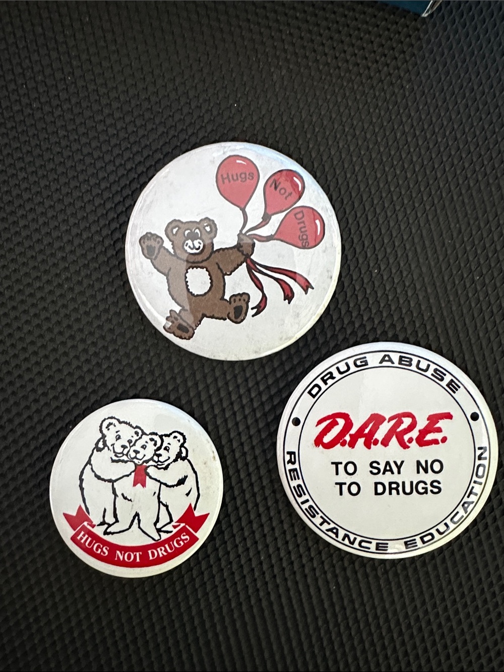 White and Red D.A.R.E. Anti-Drug Collectible Button Set